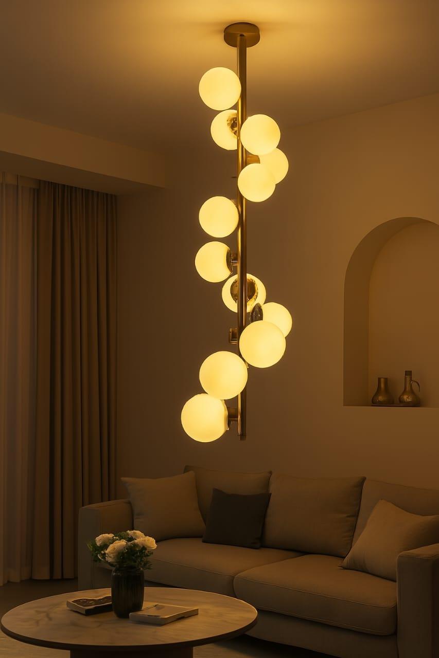 Luxury Glass Globe Hanging Light – Gold Finish chandelier image